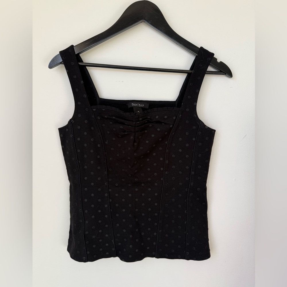 White House Black Market Black Polka Dot Tank Top